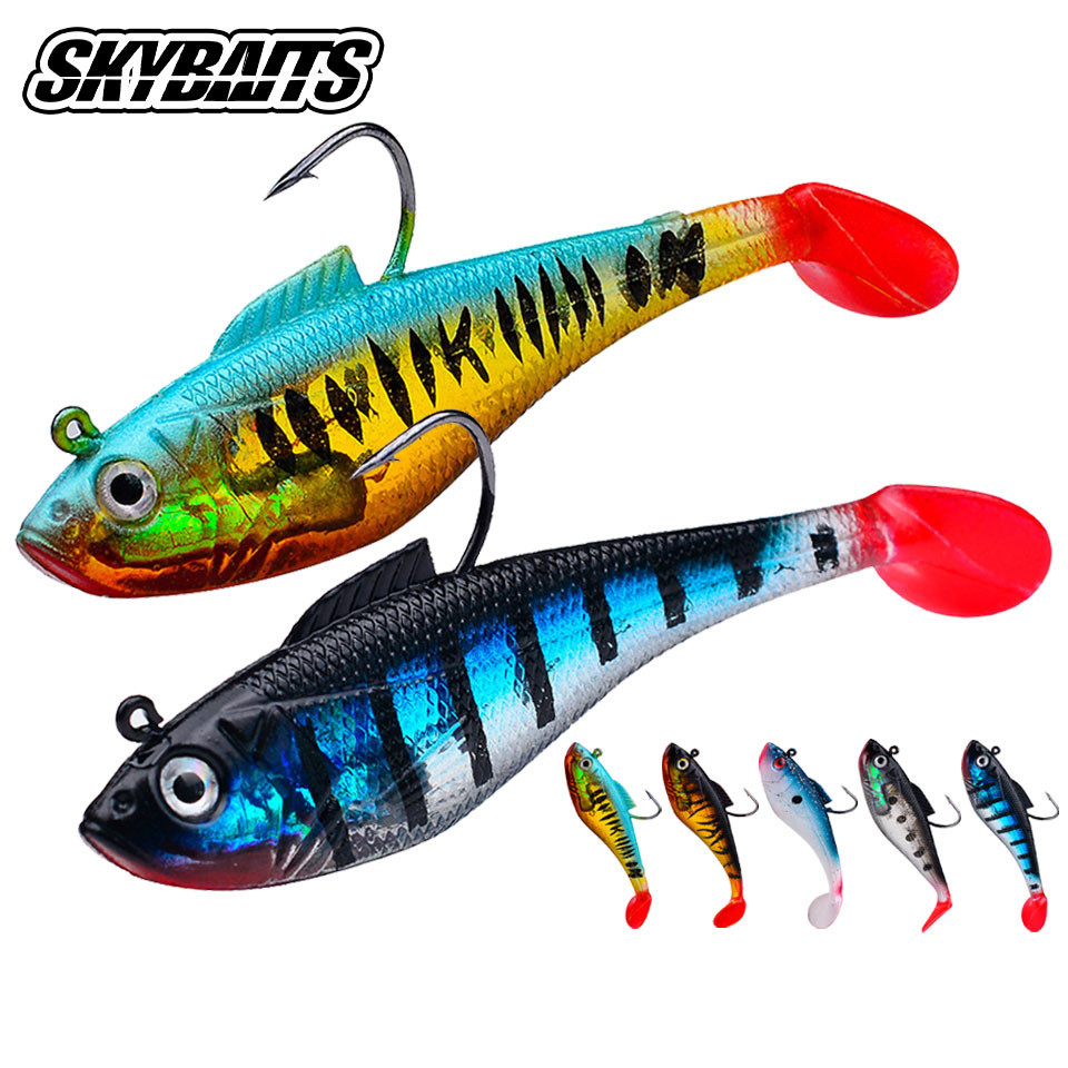 Skybaits 1 ชิ้นหัวตะกั่วเหยื่ออ่อน 3.6 กรัม/9.5 กรัม/24.6 กรัม T หาง Wobbler ประดิษฐ์ Swimbaits พร้อมตะขอ Sharp สําหรับปลาคาร์พเบสตกปลา Tackle