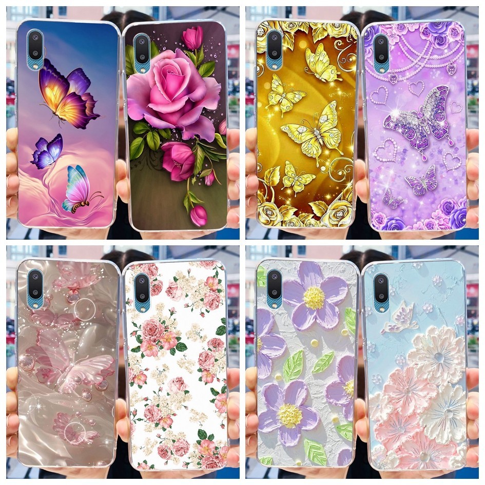 สําหรับ Samsung Galaxy A02 M02 ปลอก SM-A022F SM-M022F ยอดนิยมดอกไม้ผีเสื้อซิลิโคนนุ่มเคสโทรศัพท์สําหรับ Samsung 02 M 02 ฝาครอบ