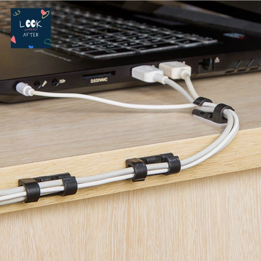 Look After กิ๊บติดสายไฟ ตัวเก็บสายไฟ สีใส ที่ล๊อคสายไฟ มีแผ่นกาวแปะในตัว ไม่ต้องตอกลงกำแพงให้เป็นรูพรุนอีกต่อไป