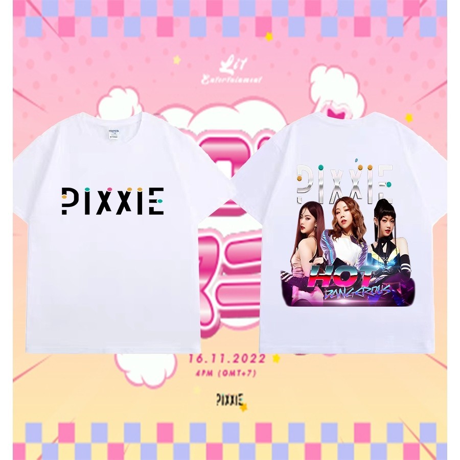 【ส่งจากไทย】 สาวไทยกลุ่ม Pixxie เสื้อยืดแฟชั่นนักร้องป๊อปเสื้อยืดผ้าฝ้าย 100% NO.10