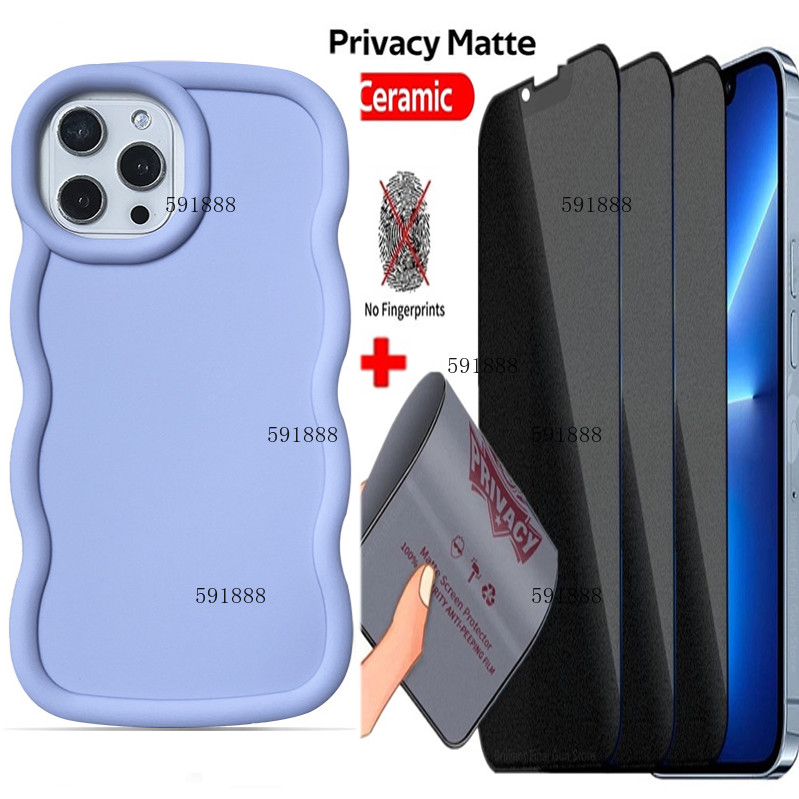 2in1 1 ชิ้นเคสโทรศัพท์ + 1 ชิ้น Matte Soft Anti Spy ฟิล์มกระจกนิรภัยสําหรับ Huawei Nova Y6P Y7 Y6 Y9