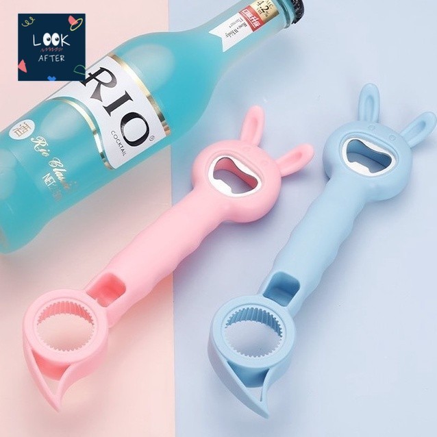 Look After ที่เปิดขวด ที่เปิดฝาขวด รูปหมี ซิลิโคน 4 in 1 สีชมพู สีขาว