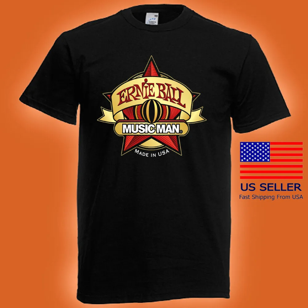 Ernie Ball Music Man Guitar Logo เสื้อยืดสีดําผู้ชาย