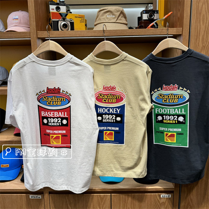 Kodak 24 ฤดูร้อนสไตล์ใหม่พิมพ์เสื้อยืด K หลวมเรียบง่าย