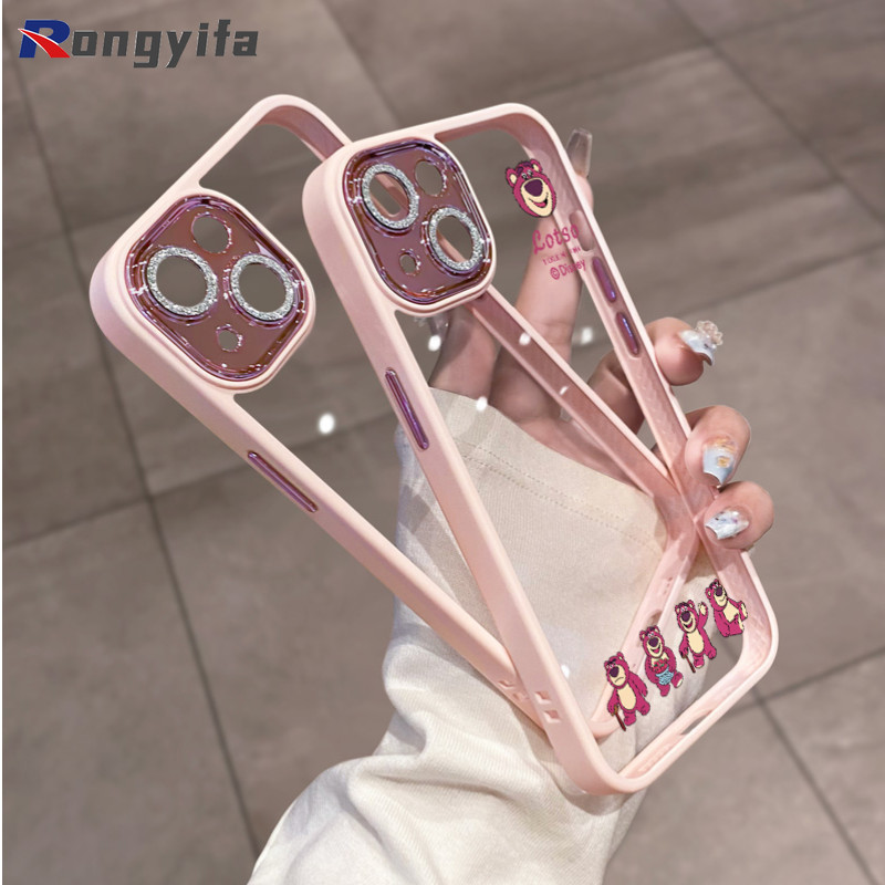น่ารักdisneyสตรอเบอร์รี่หมีเคสโทรศัพท์สําหรับvivo Y100 V29 V29E Lite V27 V27E V23E V17 NeoรัสเซียS1 Pro 5G 4Gการ์ตูนปลอกเลนส์ฟิล์มAnti-fall Cover