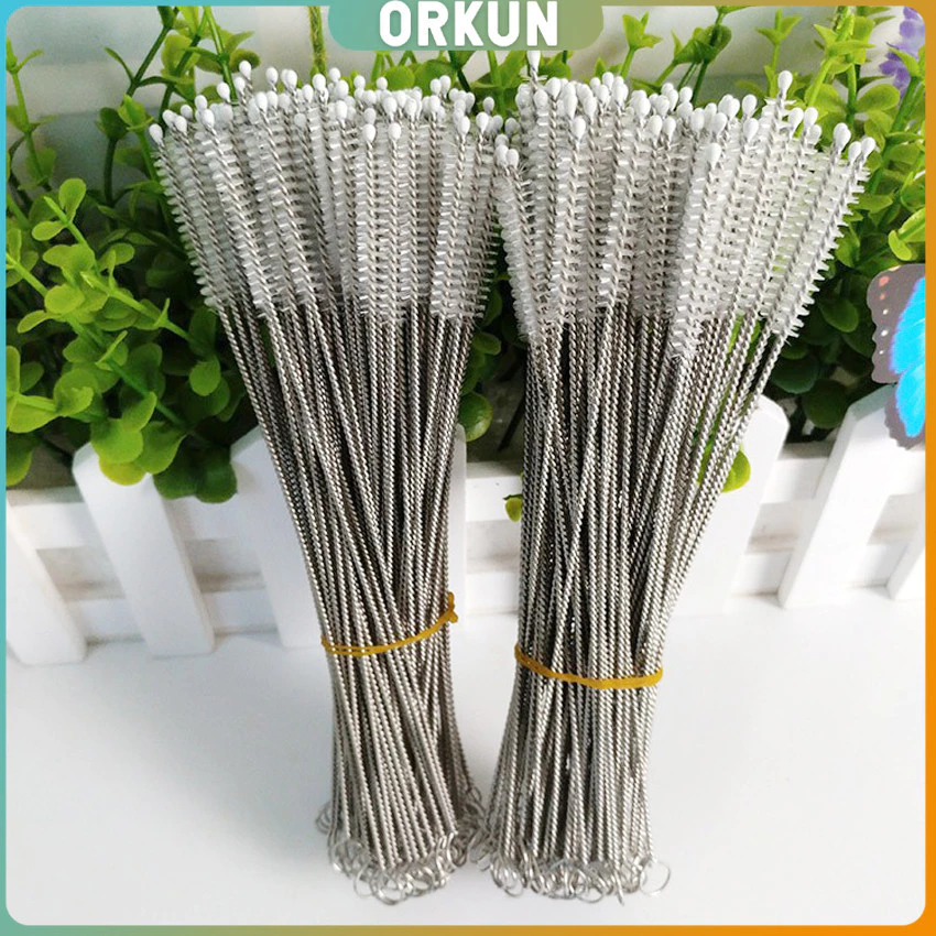 Orkun แปรงล้างหลอดดูด จุกนม ขนไนล่อน ไม่ทำให้เป็นรอย Stainless steel soft straw straw brush