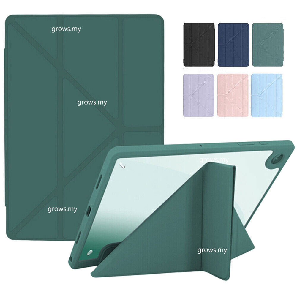 SAMSUNG สําหรับsamsung Galaxy Tab S6 Lite 2024 10.4 A9 Plus 11 "S7FE S8 + A7 Lite 8.7 Y-พับกรณีสมาร์ทพร้อมผู้ถือปากกาอะคริลิคฝาครอบใสสําหรับTab S9 FE S9 + TabS9 Plus