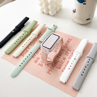 สายซิลิโคนพร้อมเคสสําหรับ For Samsung Galaxy Fit 3 สายนาฬิกาแฟชั่นสร้อยข้อมือแบบนุ่มสีทึบเปลี่ยนสายรัดข้อมือ