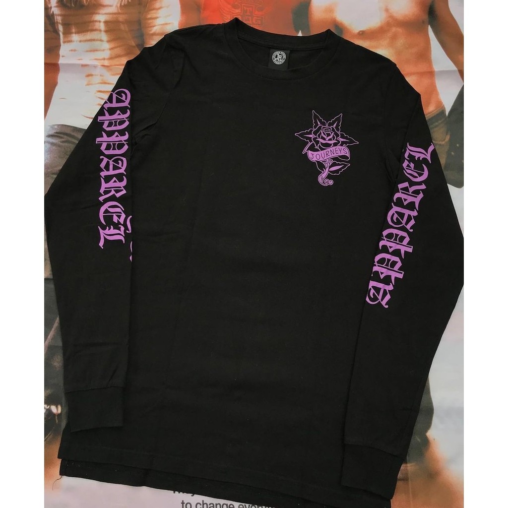 Oldschool Retro Line ร่างดอกไม้ Graffiti เสื้อยืดแขนยาวผู้ชายผู้หญิงสไตล์ขี้เกียจหลวมด้านใน Top