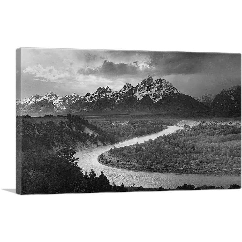 The Tetons Snake River Grand Teton National Park Wyoming Canvas Art Print โดย Ansel Adams Deep LK23