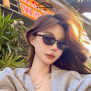 ในไทย💖แว่นตากันแดดสไตล์วินเทจย้อนยุคผู้หญิงรูปไข่ป้องกันUV400แว่นตาผู้หญิงป้องกันกรอบสีฟ้า.coolcolor.th