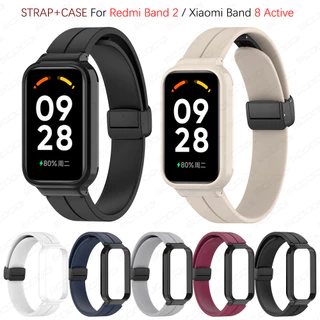 ซิลิโคนแม่เหล็กพับสายคล้องคอสําหรับ เรดมี่ For Redmi Band 3 2 สายนาฬิกาข้อมือสําหรับ เสี่ยวหมี่ for Xiaomi Band 9 Active / 8 Active สร้อยข้อมือ
