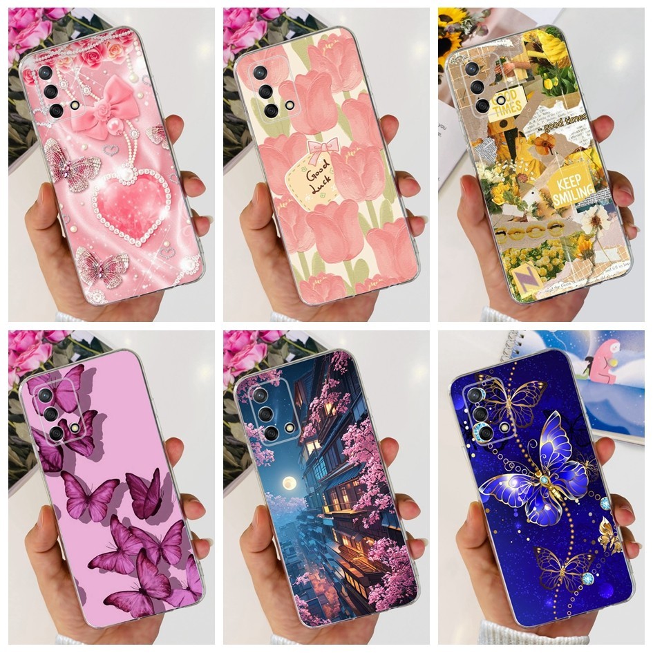 สําหรับ OPPO A74 กรณี OPPO A95 ฝาครอบ CHP2219 CHP2365 ซิลิโคนกันกระแทกนุ่ม TPU ดอกไม้เคสโทรศัพท์สําหรับ OPPO Reno6 Lite ปลอก