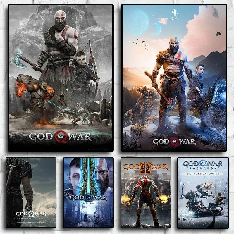 2022 God of War Ragnarok แรงบันดาลใจโปสเตอร์สุนทรียศาสตร์ Kratos Gaming ภาพวาดสําหรับ Wall Art วิดีโอเกมตกแต่งห้องตกแต่งบ้าน