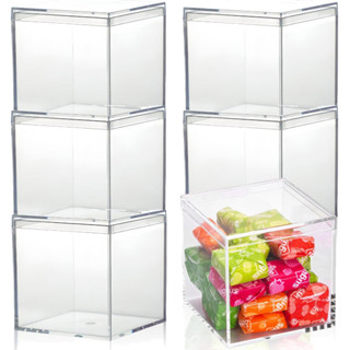 กล่องเก็บของโปร่งใส 4 ชิ้น - ภาชนะบรรจุขนมของขวัญเล็กๆ - ปาร…