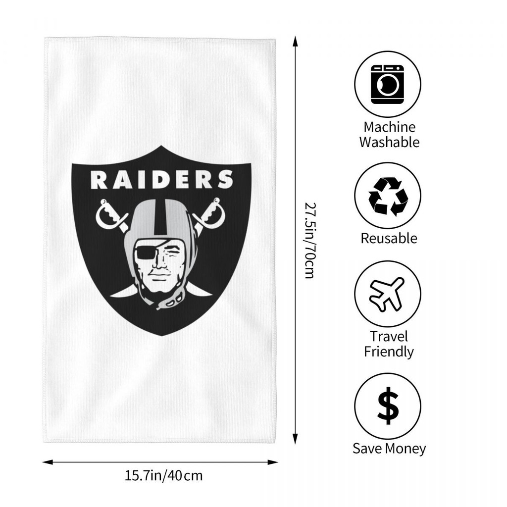 Las Vegas Raiders โลโก้ NFL ดูดซับผ้าเช็ดตัวผ้าเช็ดตัวชายหาดผ้าเช็ดมือผ้าเช็ดตัววิ่งออกกําลังกายผ้าเ