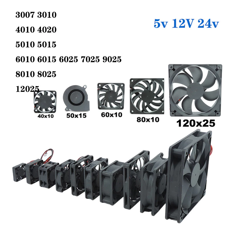 Dc Brushless พัดลม xh2.54 2pin 5V 12V 24V อุตสาหกรรม Cooling พัดลมแบริ่ง 4/8 ซม.12 ซม.25/30/35/40/50*10 มม.3D เครื่องพิมพ์ Cooler THH1