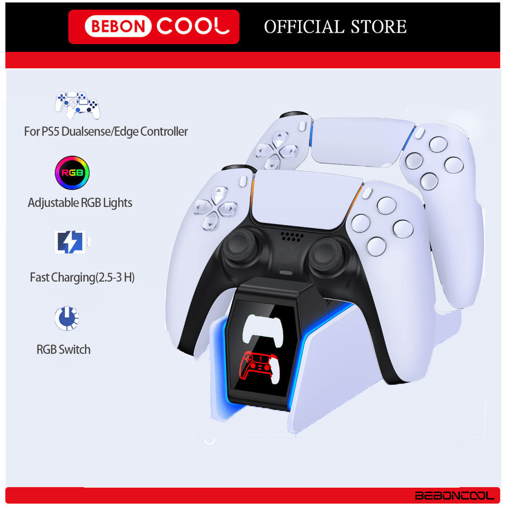 BEBONCOOL FC300 ที่ชาร์จพีซีPS5/PS5 Slim Controller PS5 DualSense/DualSense Edge GamePad 双电的