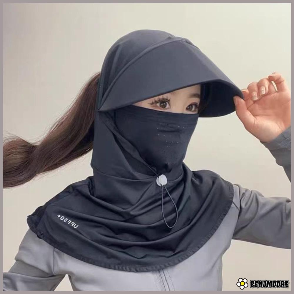 หมวก เบนโจเร,หมวก กระบังหน้าระบายอากาศผ้าไหมน้ําแข็ง,พร้อมผ้าคลุมไหล่ หมวกปั่นจักรยานตกปลา