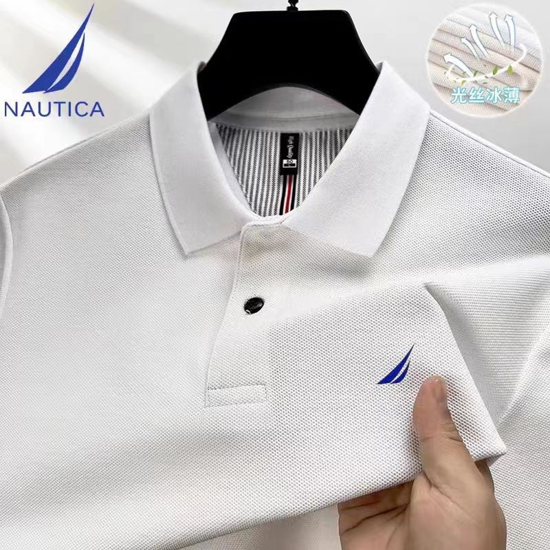 NAUTICA/Nordica Mens Summer Business Casual เสื้อยืดแขนสั้นสบายและระบายอากาศเสื้อโปโลคอปก