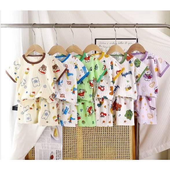 🎊🎊ชุดนอนเด็ก เซ็ต2ชิ้น เสื้อคอกลม+กางเกงขา  ผ้าฝ้ายเนื้อบาง นุ่ม สบาย 🎊🎊