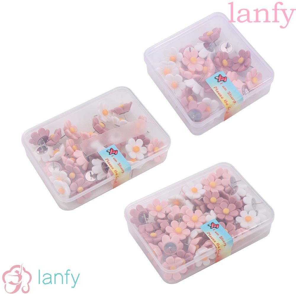 Lanfy 20/30/50 ชิ้นหกกลีบดอกไม้ Pushpins, Creative DIY Board Push Pin, แบบพกพาเรซิ่นนํากลับมาใช้ใหม่ Photo Wall Decor สี Push Pins Wall Markers