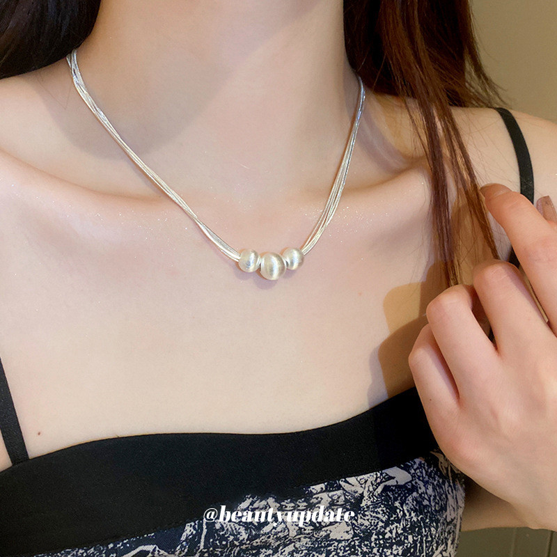 [Ans-Bloom] สร้อยคอหลายชั้นลูกปัดกลมประกายอารมณ์แฟชั่นอินเทรนด์โซ่กระดูกไหปลาร้าหรูหราสไตล์ใหม่สร้อย
