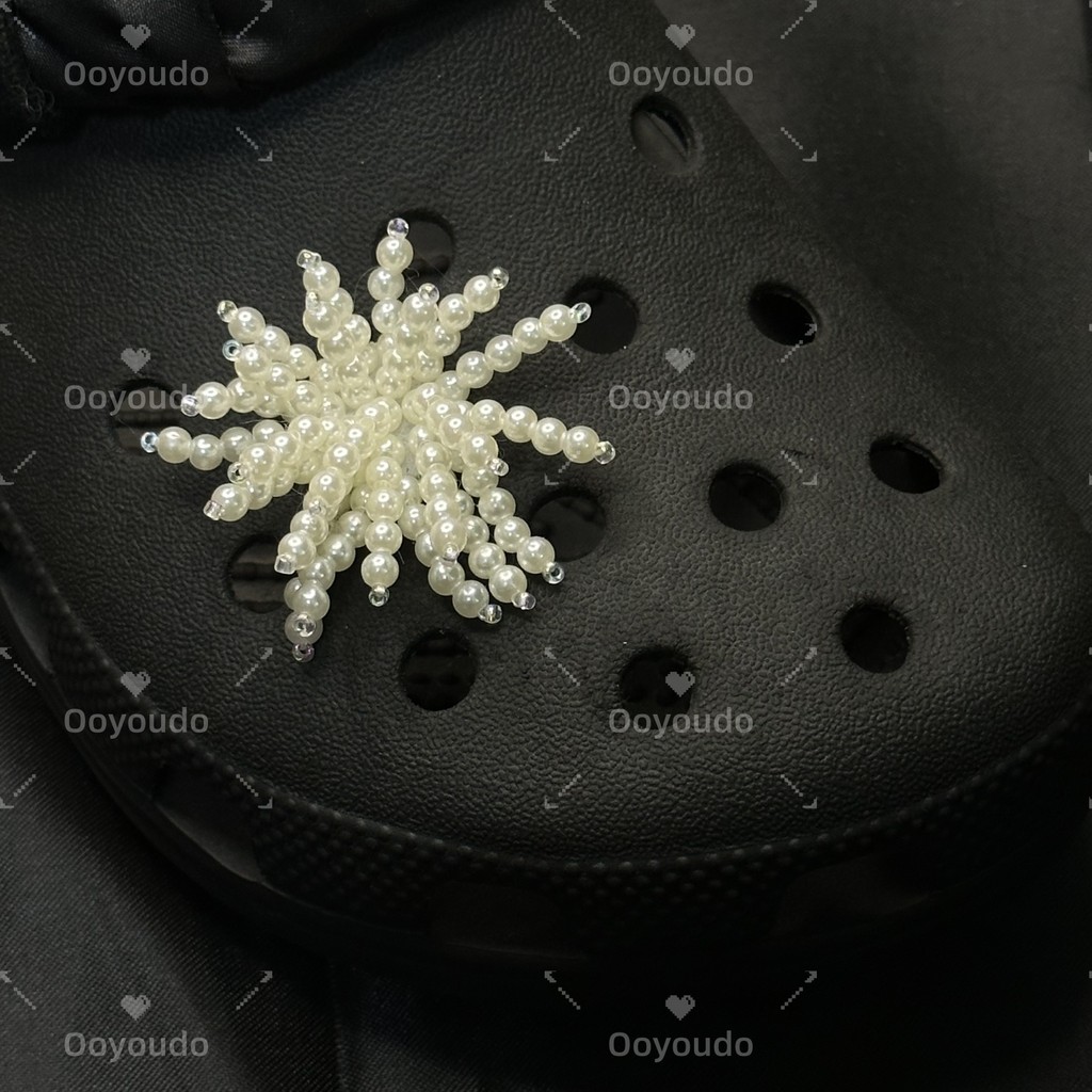 1 ชิ้น Big Rose Pearl ดอกไม้ DIY clog รองเท้าแตะสติกเกอร์ Charm ปุ่มแฟชั่นรองเท้าอุปกรณ์เสริม - รูปที่ 3