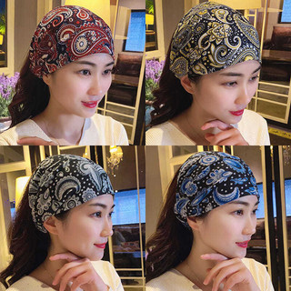 Bandana headband to cover gray hair; wash face with bangs