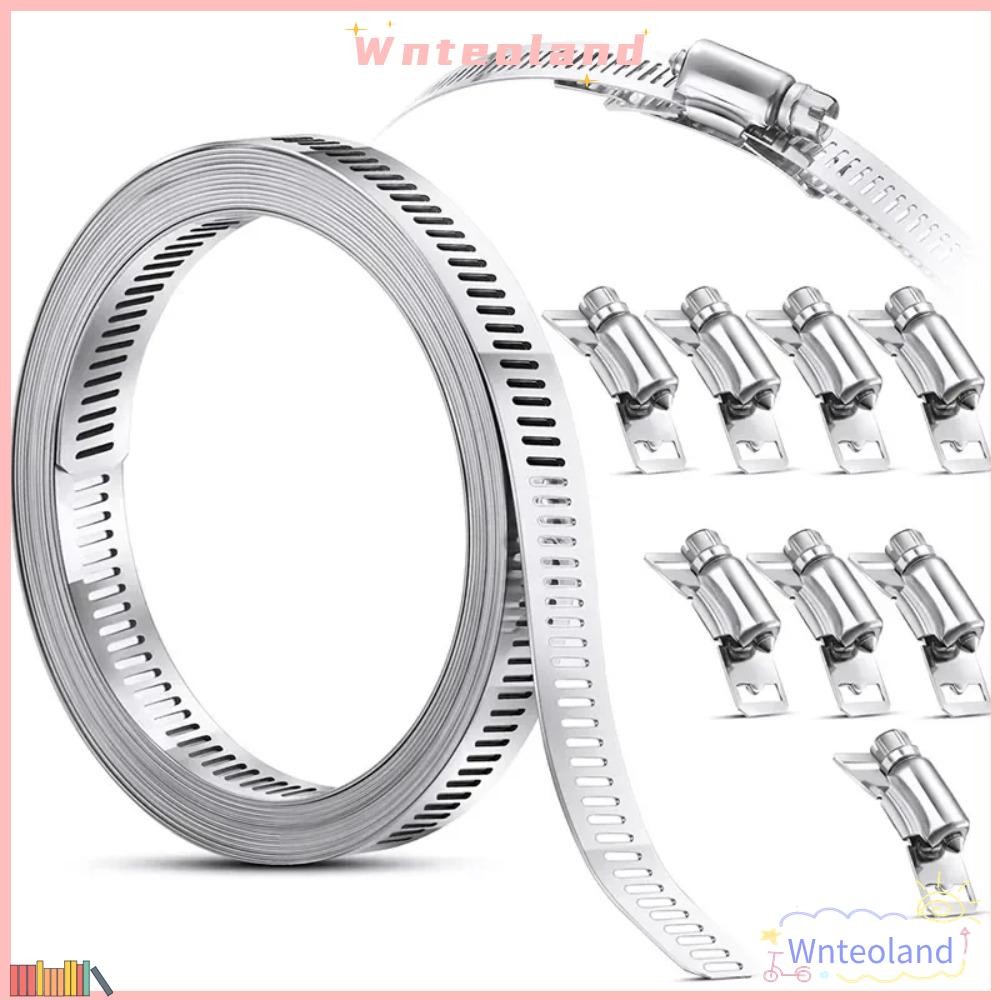 Wnteoland คลิปท่อรถพร้อมตัวยึด 304 สแตนเลสท่อแคลมป์สายรัด, DIY สกรูวงปรับหนอนเกียร์คลิป