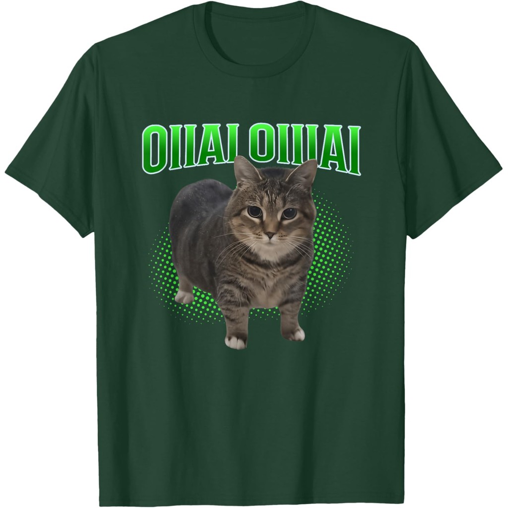 【HOT】 เสื้อยืด Funny oiia oiia Spinning Cat Meme Oiiai Oiiiai T-Shirt แมวน่ารักพิมพ์เสื้อยืด เสื้อยื