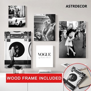 (พร้อมกรอบ) โปสเตอร์ผ้าใบ พิมพ์ลายทิวทัศน์เมือง สีดํา และสีข…