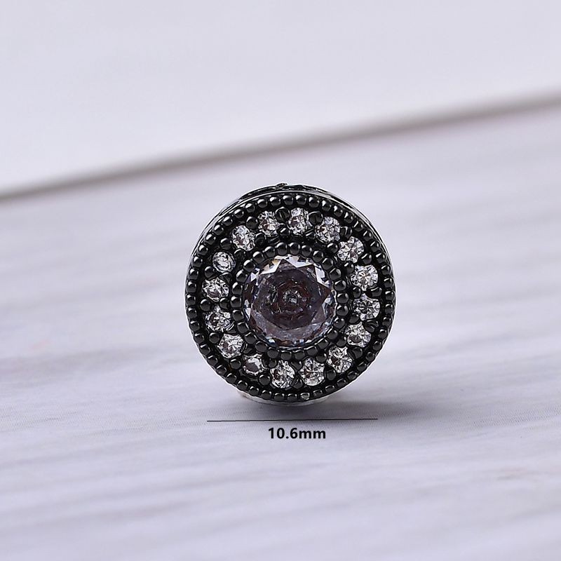 Spacer ลูกปัดปืนสีดําฝังเพทาย diy อุปกรณ์เสริมวัสดุ