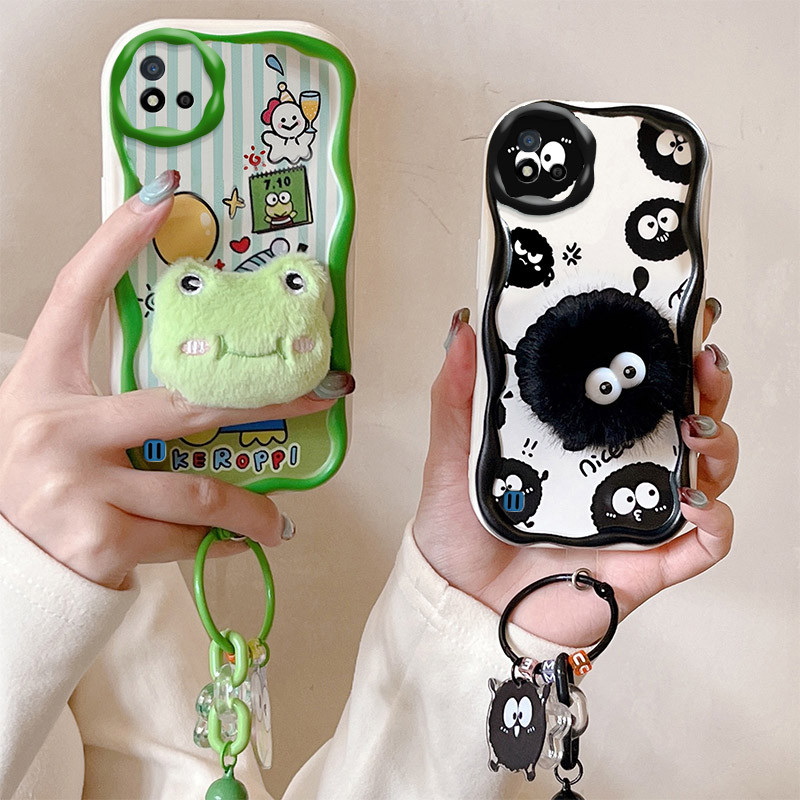 เคสrealme C20 เคสRealme C11 2021 สตรอเบอร์รี่หมีถ่านหินเคสโทรศัพท์การ์ตูนเย็นสามมิติตุ๊กตาตุ๊กตาเลนส์ป้องกันเคสโทรศัพท์BB-MR