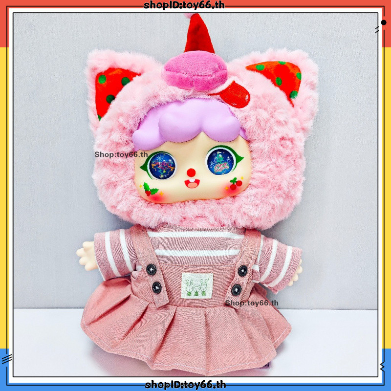 เสื้อผ้ามิโก 400%|ชุดเซ็ตเดรสเอี๊ยมสีชมพู|สําหรับ migo 400%/Liila zoo 600%/เด็กสาม 400% V1&V2/30 ซม.