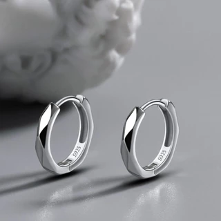 เพชร Faceted ต่างหูผู้ชายผู้หญิงสไตล์ใหม่ All-Match High-End เงินเครื่องประดับหู