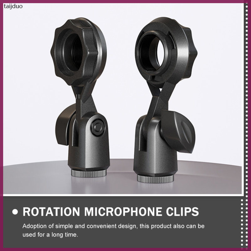 4 ชิ้น Mic Holder Clamp Stand คลิปไมโครโฟนแปลงวงเล็บ 9x4 ซม.พลาสติกสีดํา taijduo