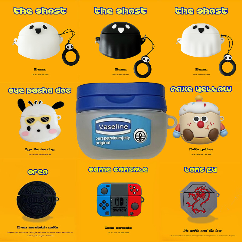 For Baseus Bowie MC1 Open Ear Case 3D Cartoon Vaseline Cake Cute Ghost Baseus Bowie MC1 Clear Soft C