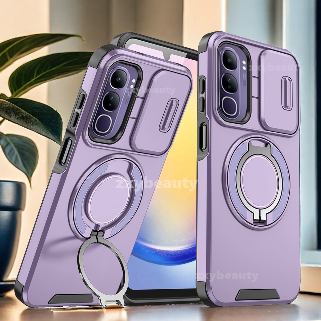 สําหรับ Vivo V40 Lite Pro 5G 2025 กรณีเกราะกันกระแทกสไลด์ปลอกแม่เหล็กสําหรับ VivoV40 V40Lite V40Pro แหวนขาตั้งโทรศัพท์ฝาหลัง