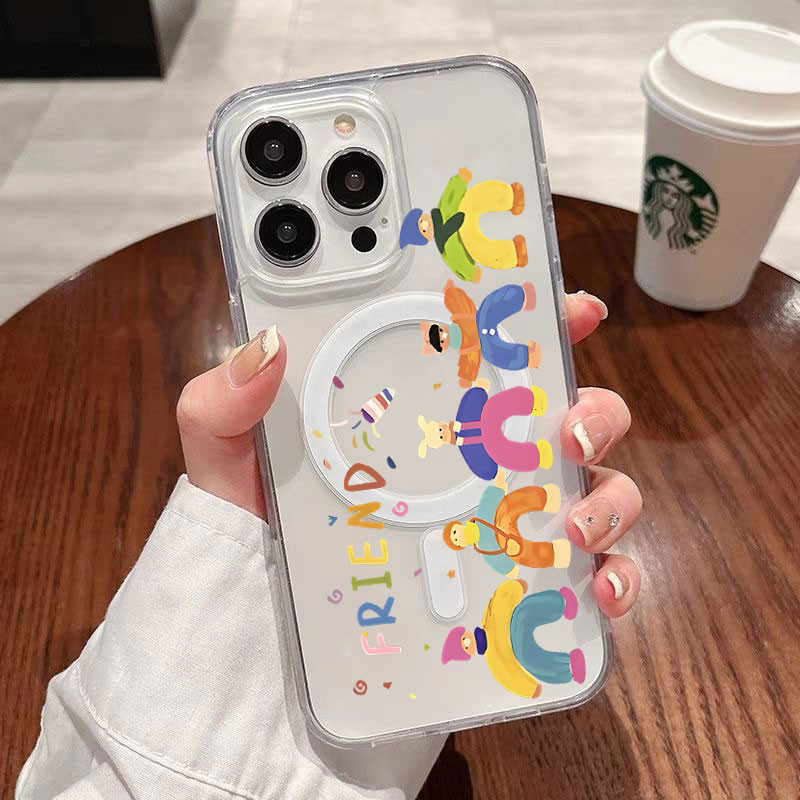 Case แม่เหล็ก เคสใส ชาร์จไร้สาย สำหรับ iPhone 15 14 13 12 11 Pro Plus Max 7Plus XR X XS MAX SE 7 8 เคส ลายการ์ตูน น่ารัก