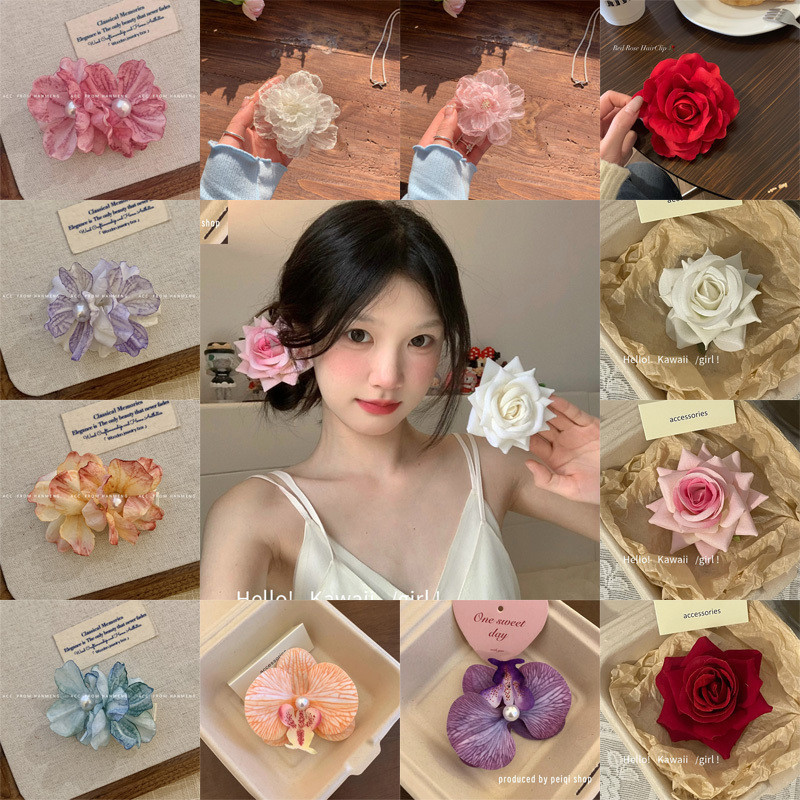 ฤดูใบไม ้ ผลิอ ่ อนโยนดอกไม ้ Hairpin ตาข ่ ายดอกไม ้ Hairpin Rose Hairpin บรรยากาศ