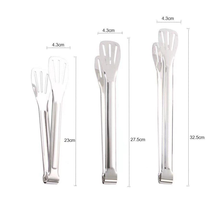 ที่คีบอาหาร ที่คีบปิ้งย่าง ที่คีบปากแบน มีรูระบายน้ำมัน สแตนเลส - รูปที่ 2