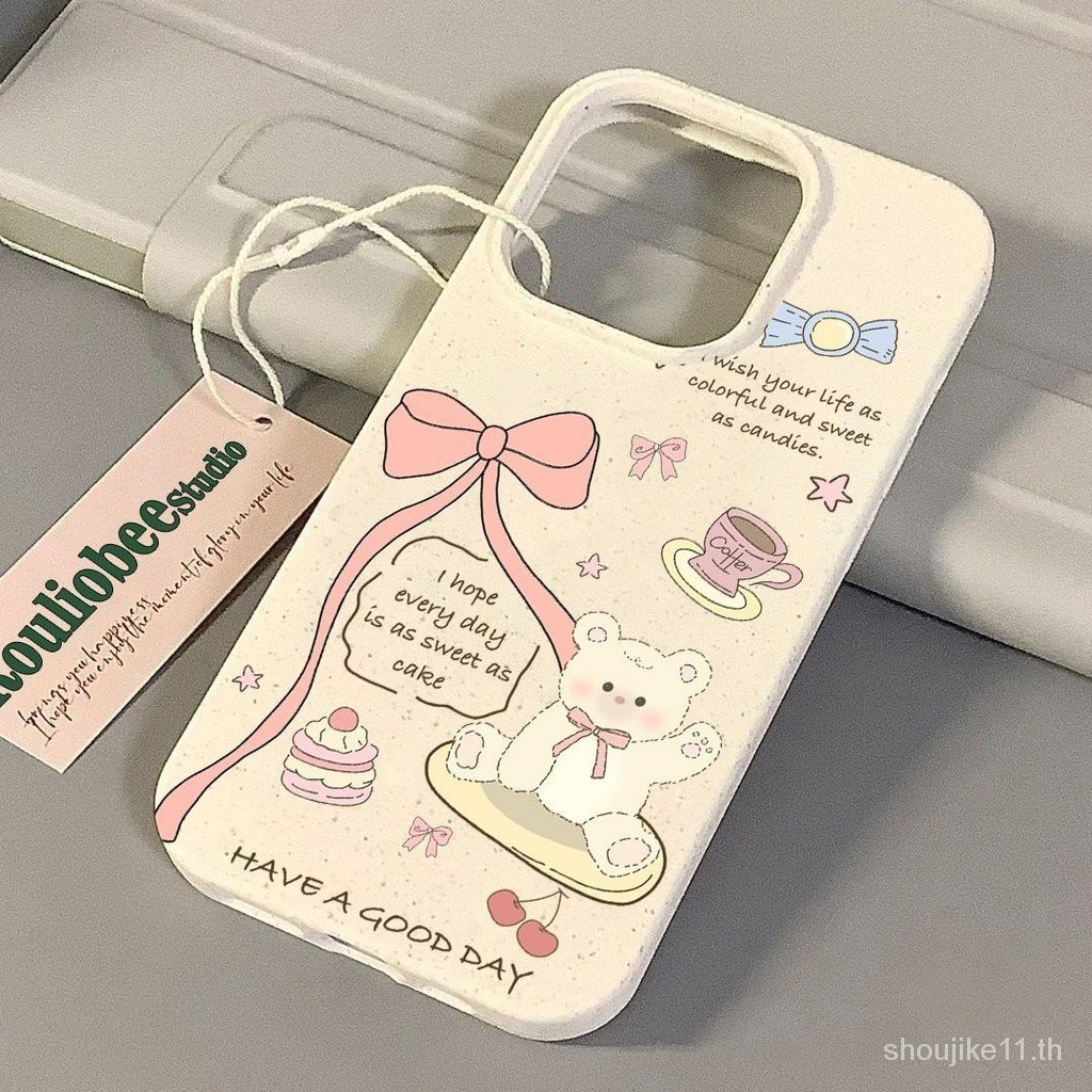 เคสโทรศัพท์มือถือ แบบนิ่ม ลายหมี ประดับโบว์ สําหรับ Apple Iphone 15 14promax 13 12 11 JYY1