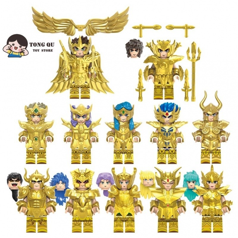 Gold Saint Minifigures ตุ๊กตาบล็อกตัวต่อครบชุด ของเล่นสะสมของเล่นของขวัญวันเกิด