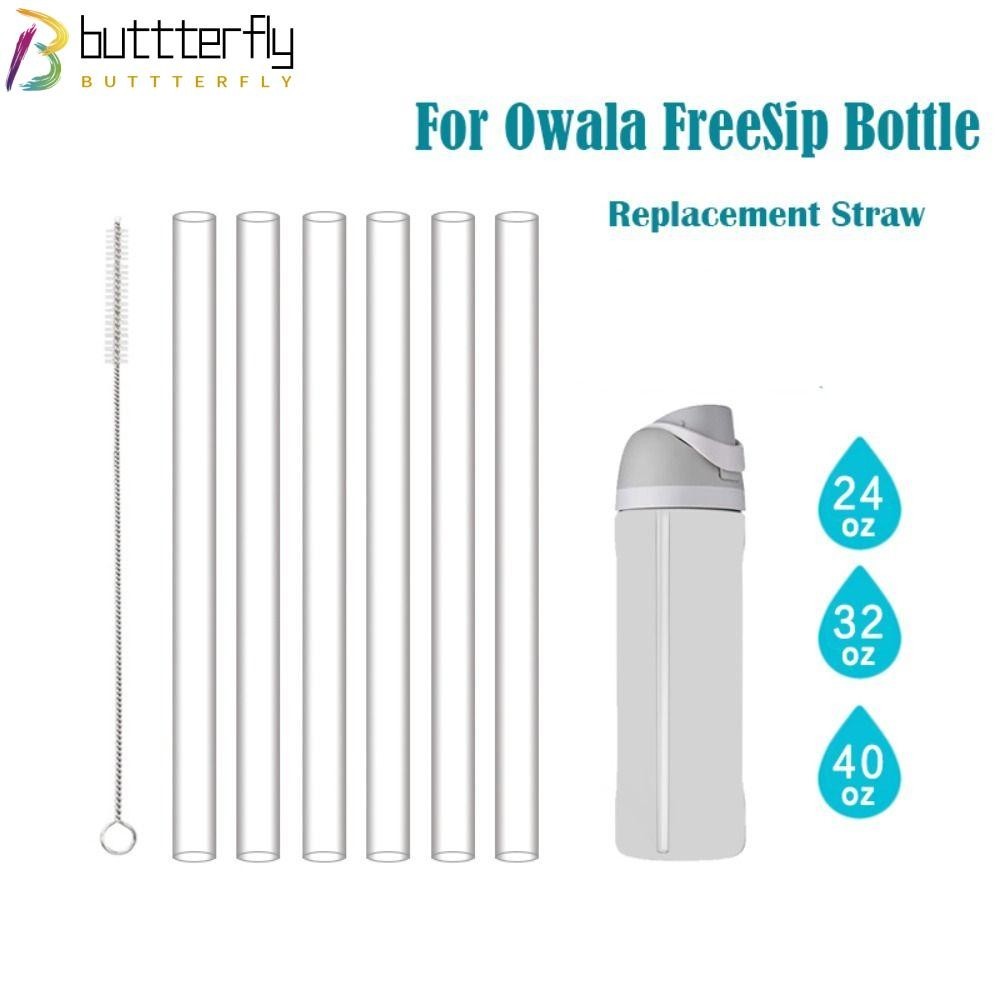 Buttterfly หลอดดูดน้ํา PCT ปลอด BPA ทนทาน ใช้ซ้ําได้ พร้อมแปรงทําความสะอาด หลอดยาว สําหรับ Owala FreeSip 24 ออนซ์ 32 ออนซ์