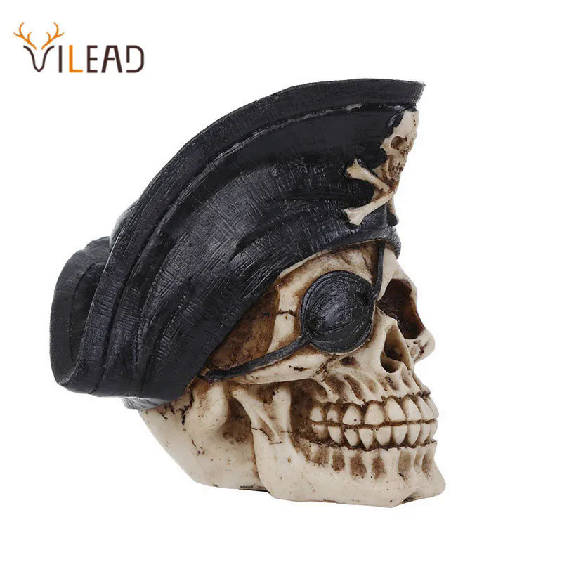 Vilead  Pirate Captain Skull Statues Sculptures Collection Accessories Personalized Fashion Ornament