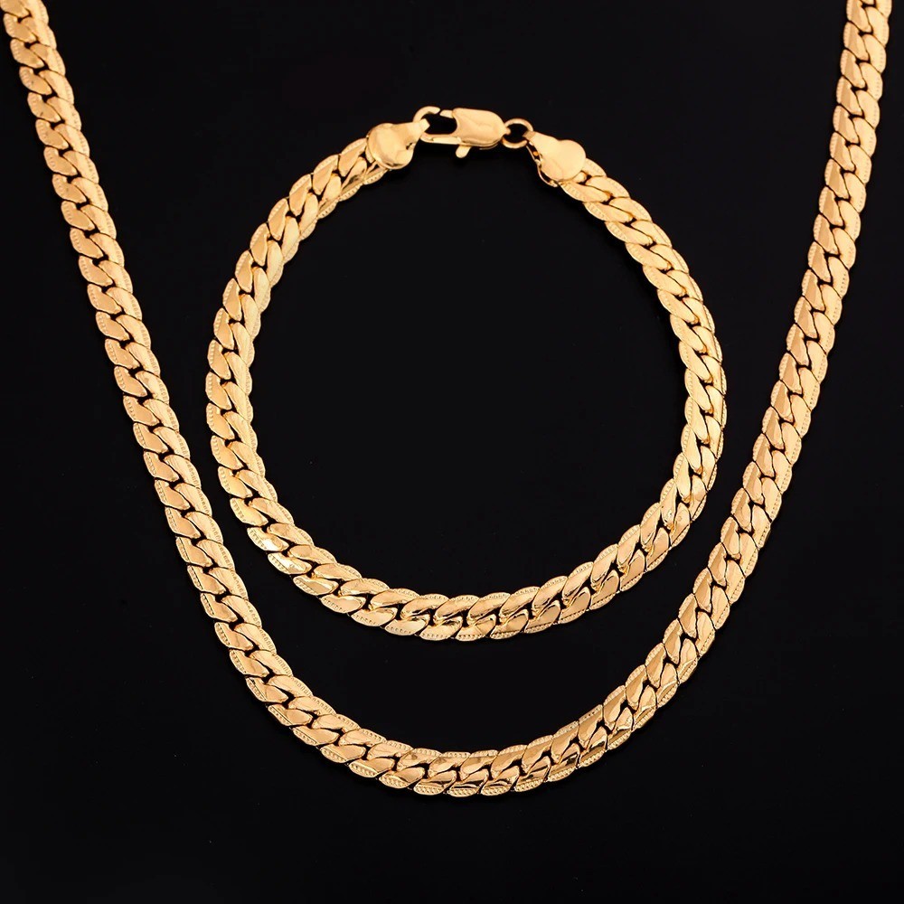 925 เงินสเตอร ์ ลิงชุบ 18K Gold 6MM สร ้ อยข ้ อมือสร ้ อยข ้ อมือ Neckalce สําหรับผู ้ หญิงแฟชั ่ นงานแต ่ งงานอุปกรณ ์ เสริมชุดเครื ่ องประดับของขวัญ