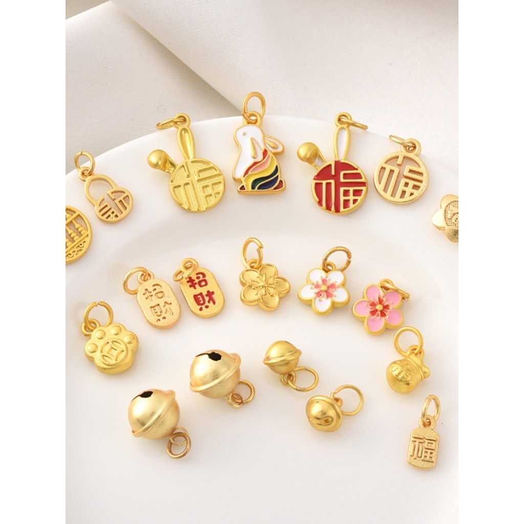 จี้ diy 18K Dumb Gold Lucky Character Money Bag Bell