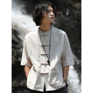 Tang Suit Men 's Retro Youth สไตล ์ จีนผ ้ าลินินเสื ้ อ Sta…