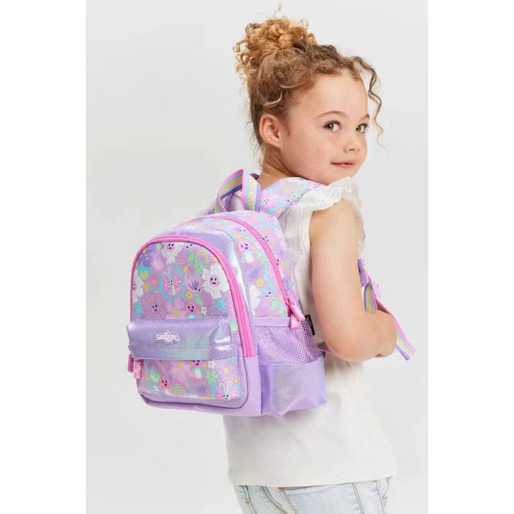 ออสเตรเลีย smiggle ดอกไม ้ ผีเสื ้ อสีม ่ วงโรงเรียนอนุบาลกระเป ๋ านักเรียนมินิเด ็ กกระเป ๋ าเป ้ สะพายหลังน ้ ําหนักเบาพิเศษกระเป ๋ าเป ้ สะพายหลังขนาดเล ็ ก